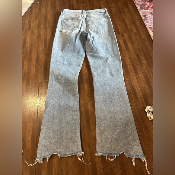 MOTHER The Insider Crop Step Chew Denim Jeans Drinking By The Pool Blue Size 24 - Picture 7 of 10